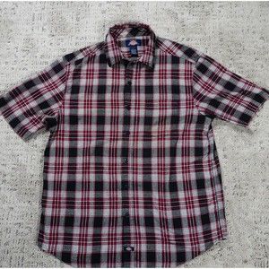 Dickies Men’s Large Red/Black Plaid Shirt Short Sleeve Button Up  Front Pocket